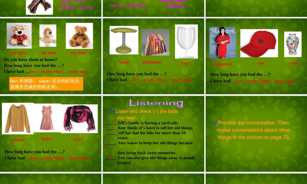 八年级英语下册(Unit 10 I've had this bike for three years Section A 1)课件 (新版)人教新目标版 课件