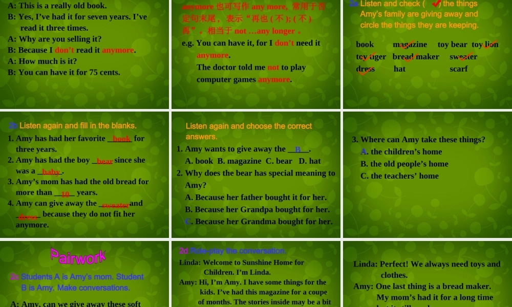 八年级英语下册(Unit 10 I've had this bike for three years Section A 1)课件 (新版)人教新目标版 课件