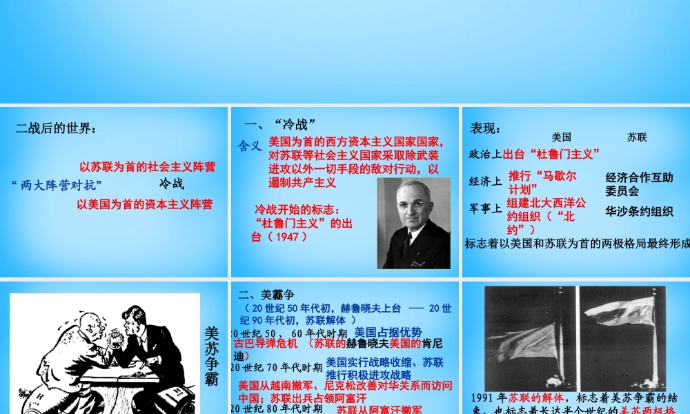 中考历史第一轮考点冲刺复习 九下 第七单元 战后世界格局的演变课件 新人教版 课件