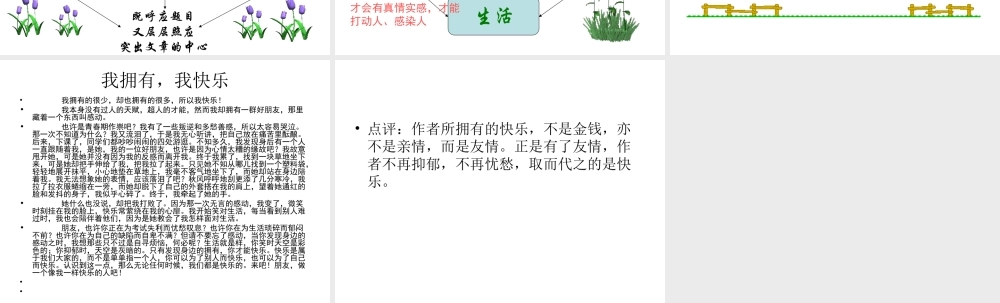 九年级语文我拥有，我快乐 作文讲评课件