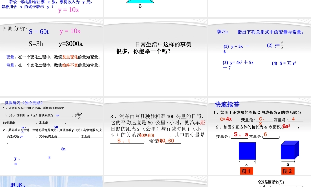 八年级数学上册 变量与函数课件3 人教新课标版 课件