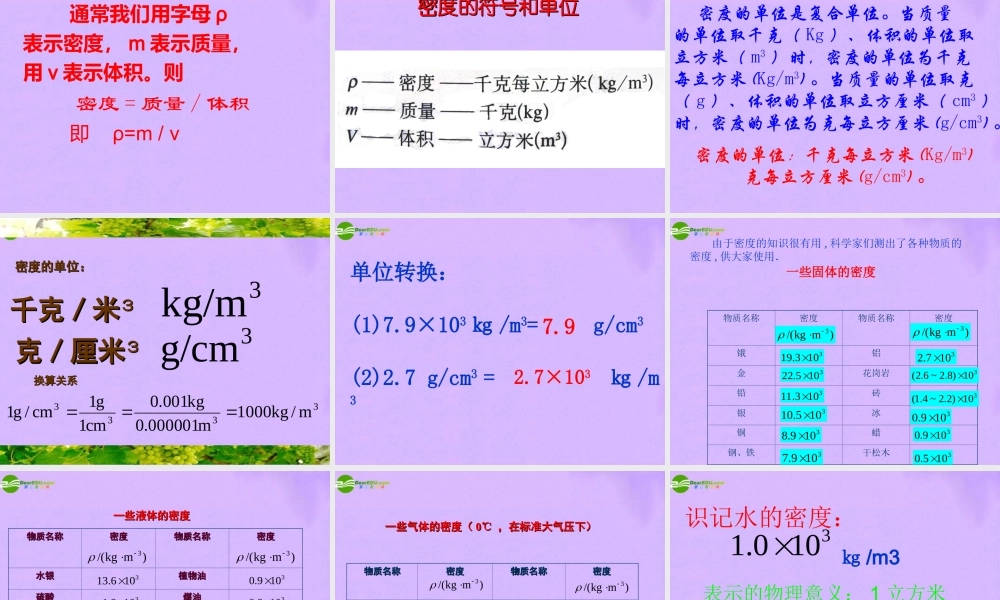 九年级物理(113密度)课件 人教课标版 课件