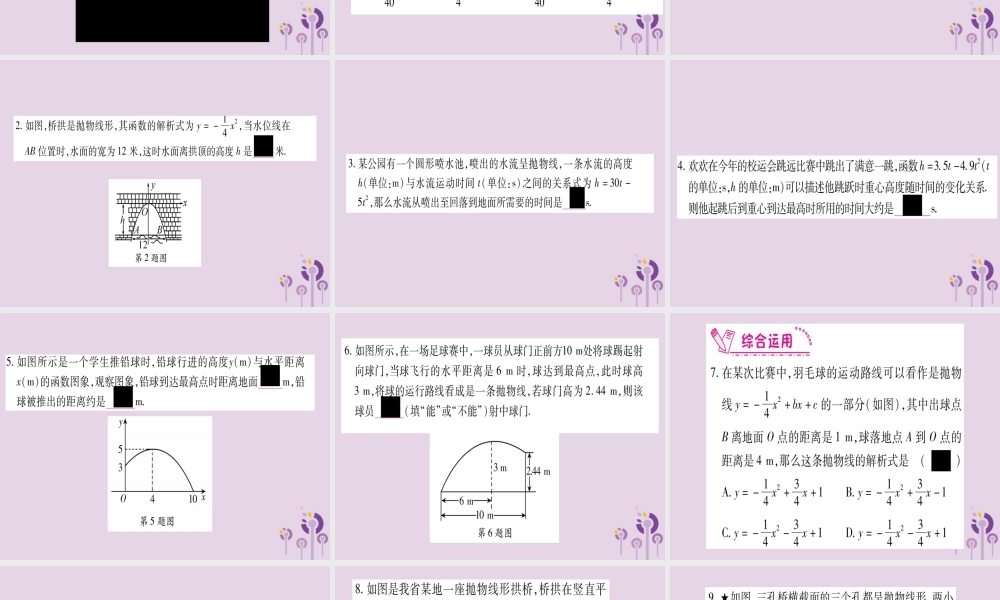 九年级数学上册 第二十二章 二次函数 223 实际问题与二次函数 第3课时 作业课件 (新版)新人教版 课件