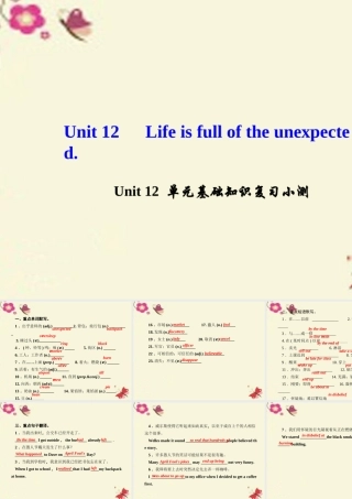 九年级英语全册 Unit 12 Life is full of the unexpected单元基础知识复习小测课件 (新版)人教新目标版 课件