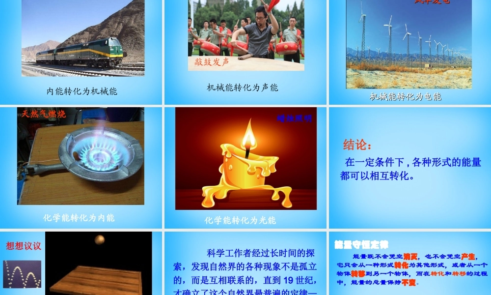九年级物理全册 第十四章 第3节 能量的转化和守恒课件2 (新版)新人教版 课件