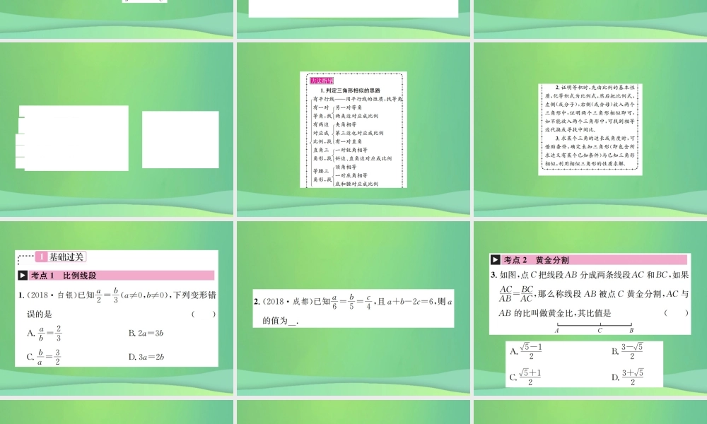 中考数学复习 第四单元 图形的初步认识与三角形 第18讲 相似三角形课件