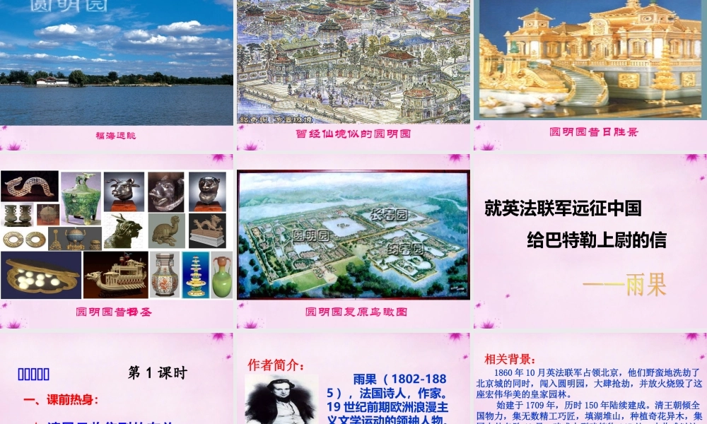 八年级语文上册 第4课 就英法联军远征中国给巴特勒上尉的信课件3 新人教版 课件