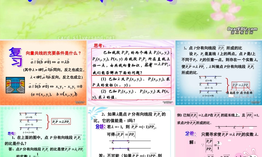 上学期北京市清华附中高一数学线段的定比分点 课件