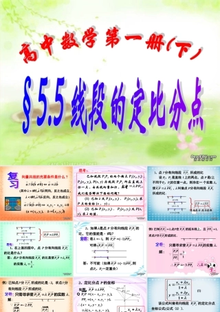 上学期北京市清华附中高一数学线段的定比分点 课件