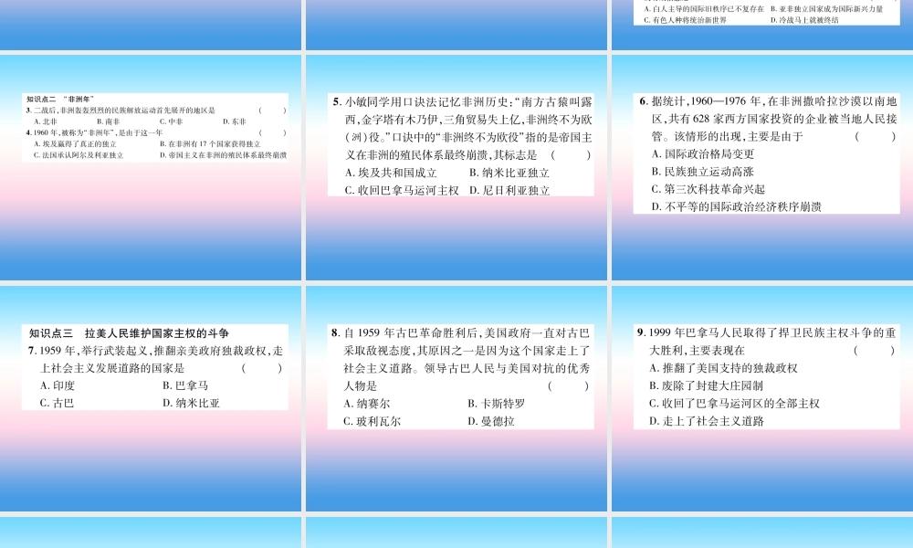 九年级历史下册 第5单元 冷战和美苏对峙的世界 第19课 亚非拉国家的新发展易错点拨课件 新人教版 课件
