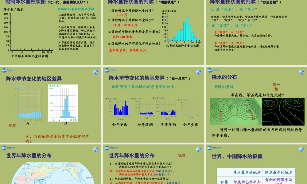 中学七年级地理上册 3.3 降水的变化与分布教学课件(新版)新人教版 课件