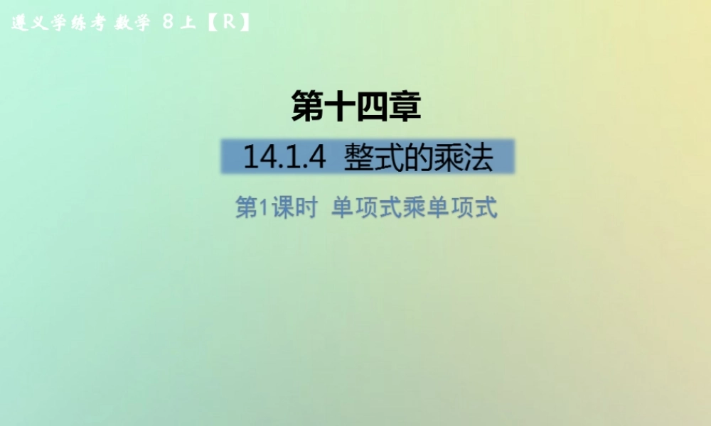 八年级数学上册 第十四章 整式的乘法与因式分解 14.1 整式的乘法 14.1.4 整式的乘法 第1课时 单项式乘单项式习题课件 (新版)新人教版 课件