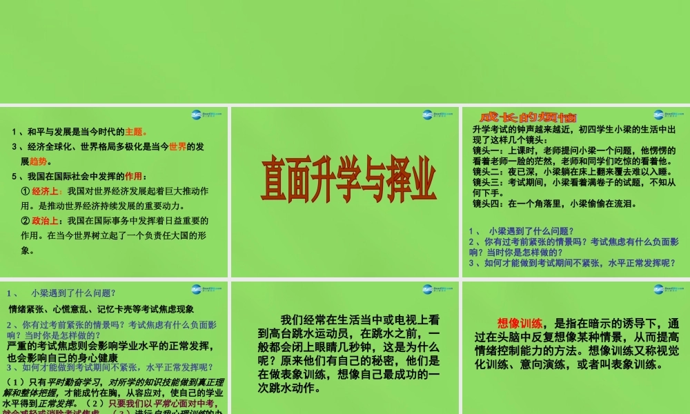 九年级政治全册 4121 直面升学与择业课件 鲁教版 课件
