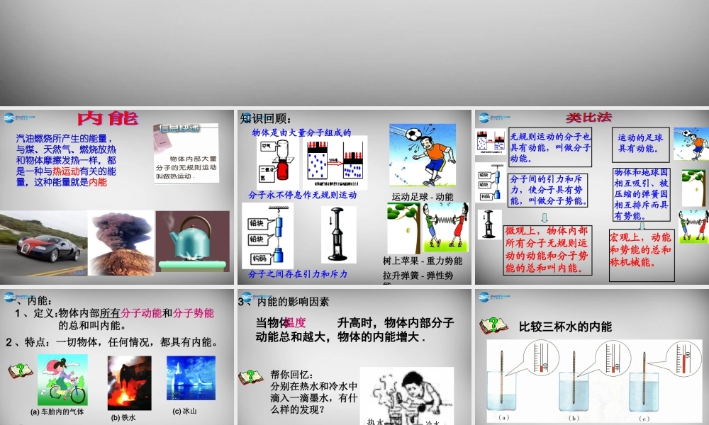 九年级物理上册(122 内能 热传递)课件 苏科版 课件