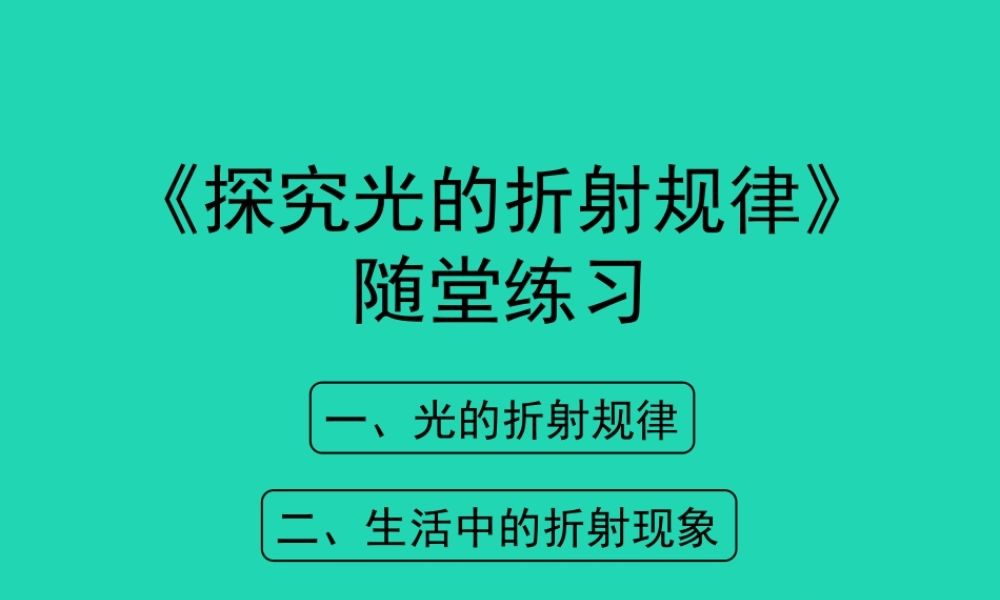 八年级物理上册 3.4(探究光的折射规律)随堂练习课件 (新版)粤教沪版 课件