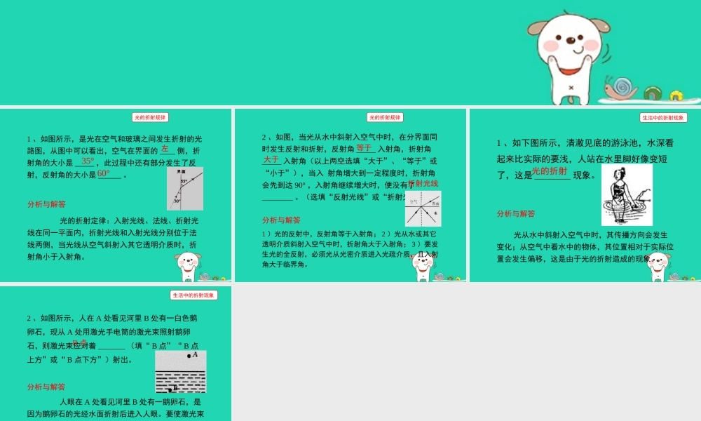 八年级物理上册 3.4(探究光的折射规律)随堂练习课件 (新版)粤教沪版 课件