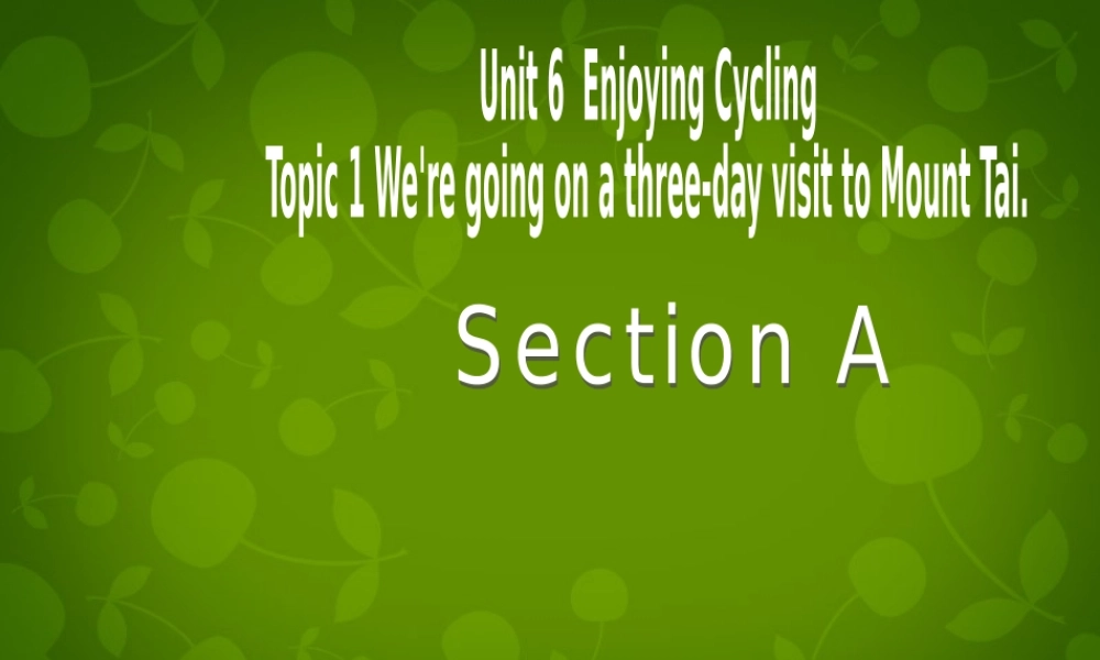 八年级英语下册 Unit 6 Topic 1 We re going on a three day visit to Mount Tai Section A课件 (新版)仁爱版 课件