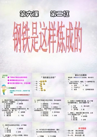 中学七年级政治下册 第六课 第2框 钢铁是这样炼成的课件 新人教版 课件