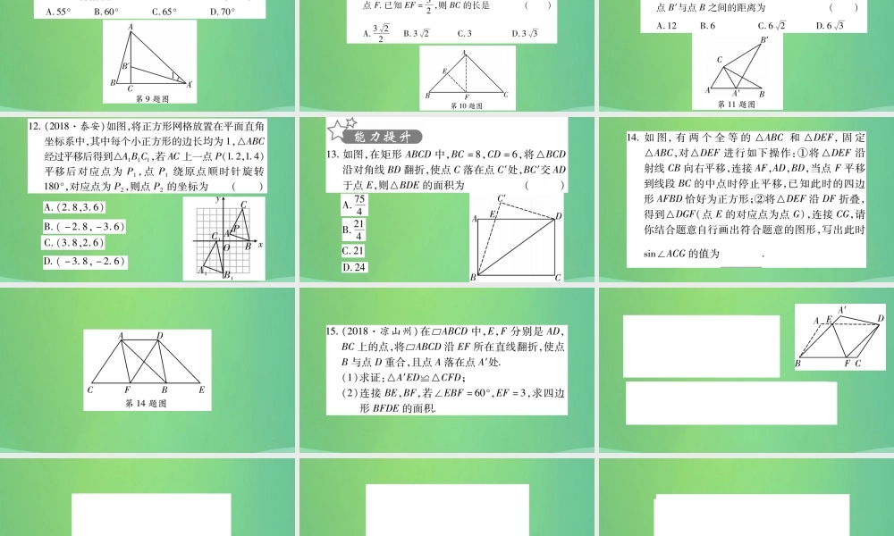 中考数学复习 第一轮 考点系统复习 第七章 图形与变换 第二节 图形的平移、旋转、对称与位似(精练)课件
