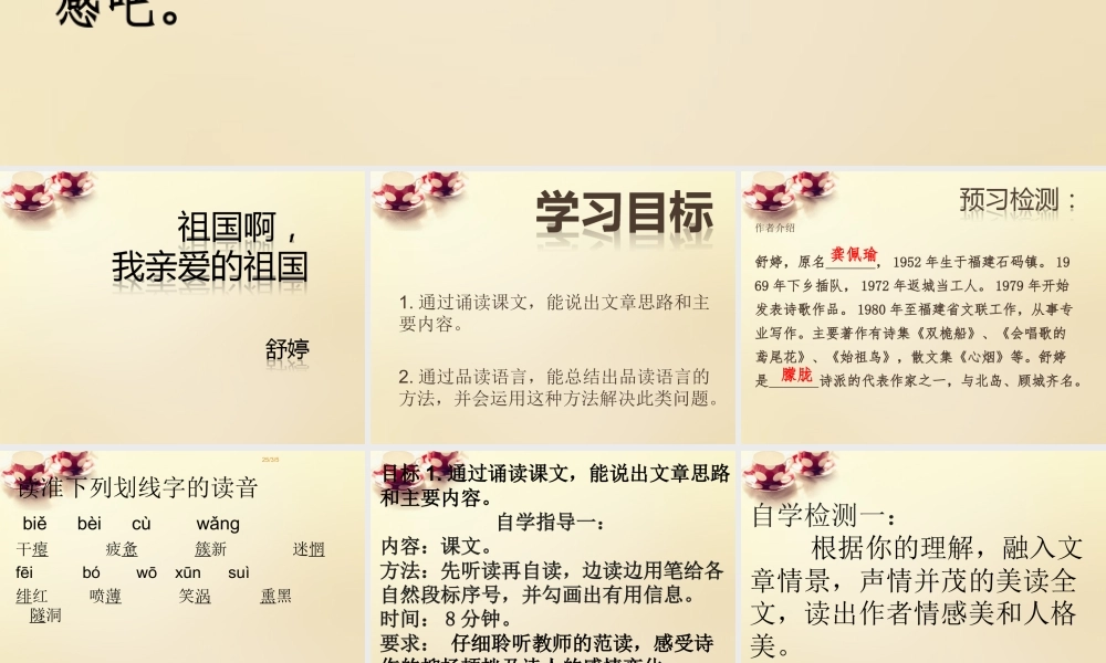 九年级语文下册 3 祖国啊，我亲爱的祖国课件 (新版)新人教版 课件