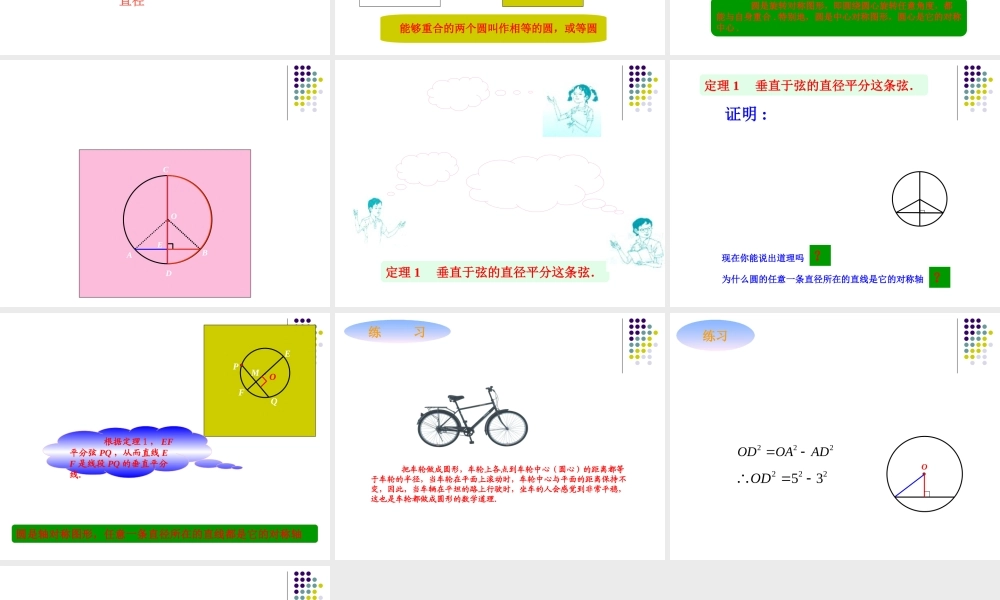 九年级数学下：311圆的对称性(1)课件1(湘教版) 课件