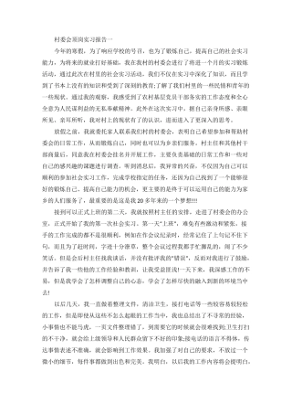 村委会顶岗实习报告范文