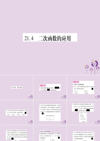 九年级数学上册 第21章 二次函数与反比例函数 214 二次函数的应用 第1课时 最值问题作业课件 (新版)沪科版 课件
