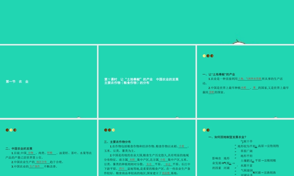 八年级地理上册 4.1 农业(第1课时)课件 (新版)湘教版 课件