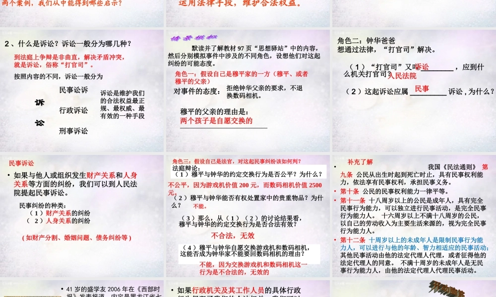 八年级政治下册 9.1 依法解决纠纷课件1 北师大版 课件