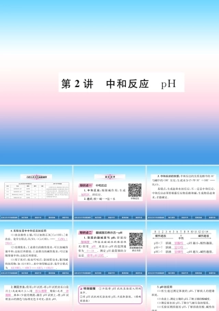 中考化学复习 第1编 教材知识梳理篇 第10单元 酸和碱 第2讲 中和反应 pH(精讲)课件