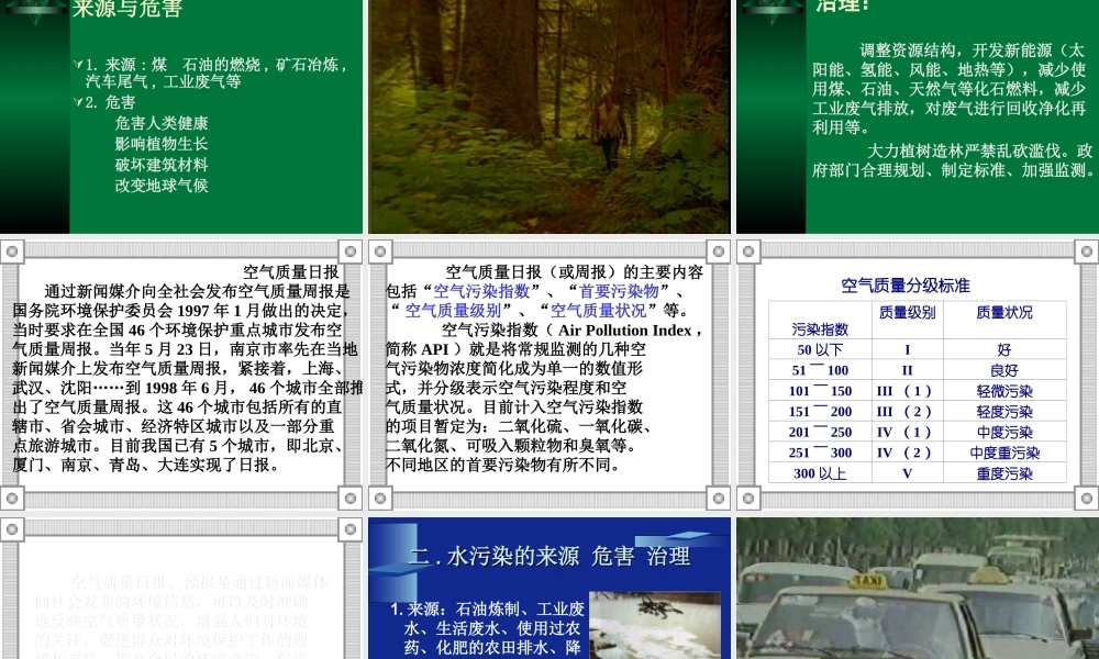 初三化学中考复习之环境保护 人教版 试题