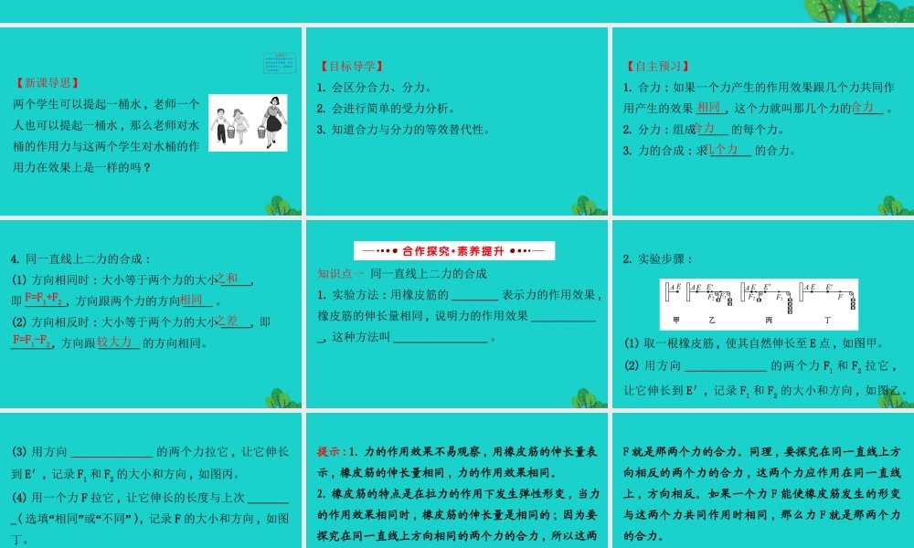 八年级物理全册 第七章 第二节力的合成习题课件 (新版)沪科版 课件