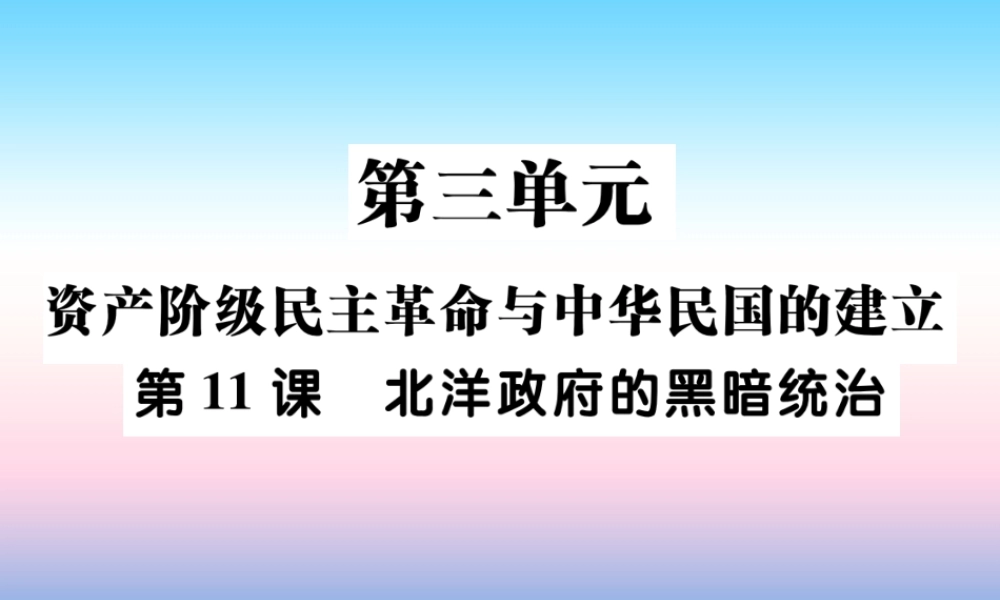 八年级历史上册 第三单元 资产阶级民族革命与中华民国的建立 第11课 北洋政府的黑暗统治作业课件 新人教版 课件