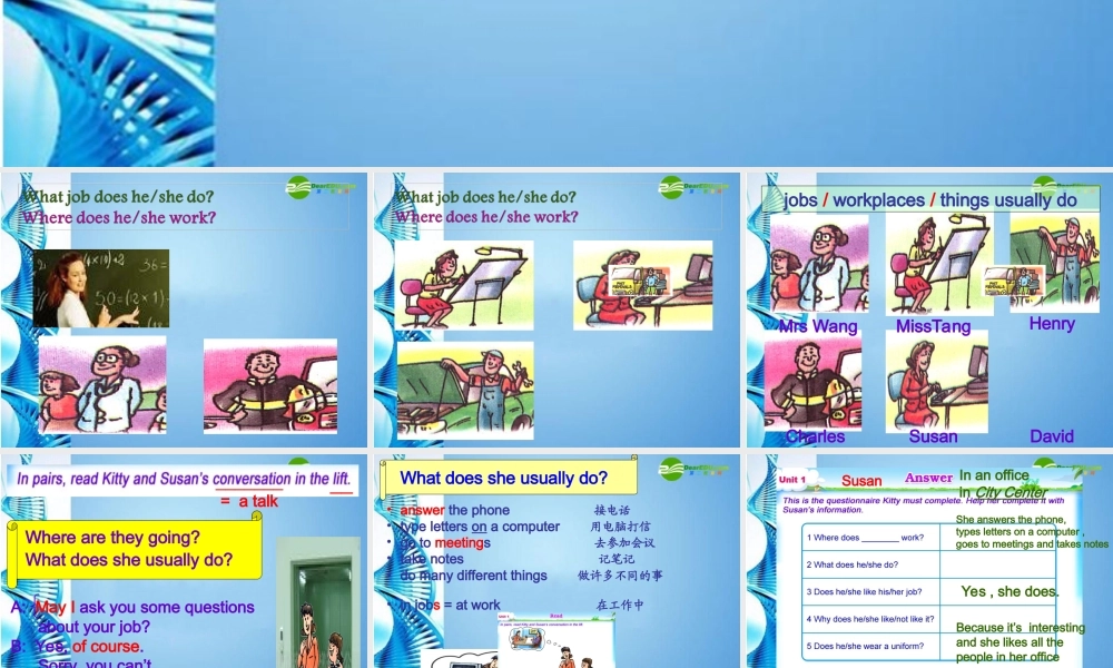 七年级英语下册 Module 2 Unit 1 Jobs people do第二课时课件 牛津沈阳版 课件