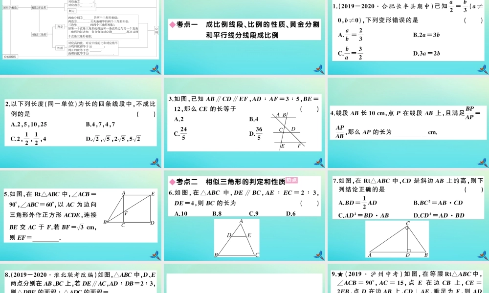 九年级数学上册 第22章 相似形小结与复习作业课件 (新版)沪科版 课件