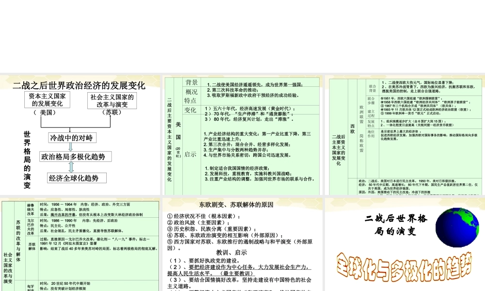 九年级历史下册 第四单元(多元发展的当代世界)复习课件 华东师大版 课件