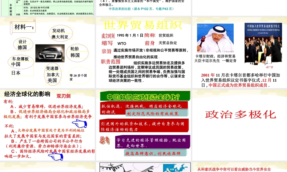 九年级历史下册 第四单元(多元发展的当代世界)复习课件 华东师大版 课件