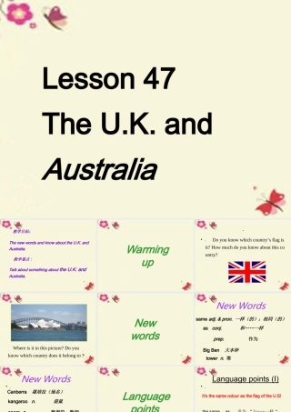 七年级英语上册 Unit 8 Countries around the world lesson 47 The U.K. and Australia课件 (新版)冀教版