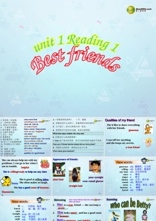八年级英语上册 Unit 1 Friends Reading 1课件 牛津版 教案-2