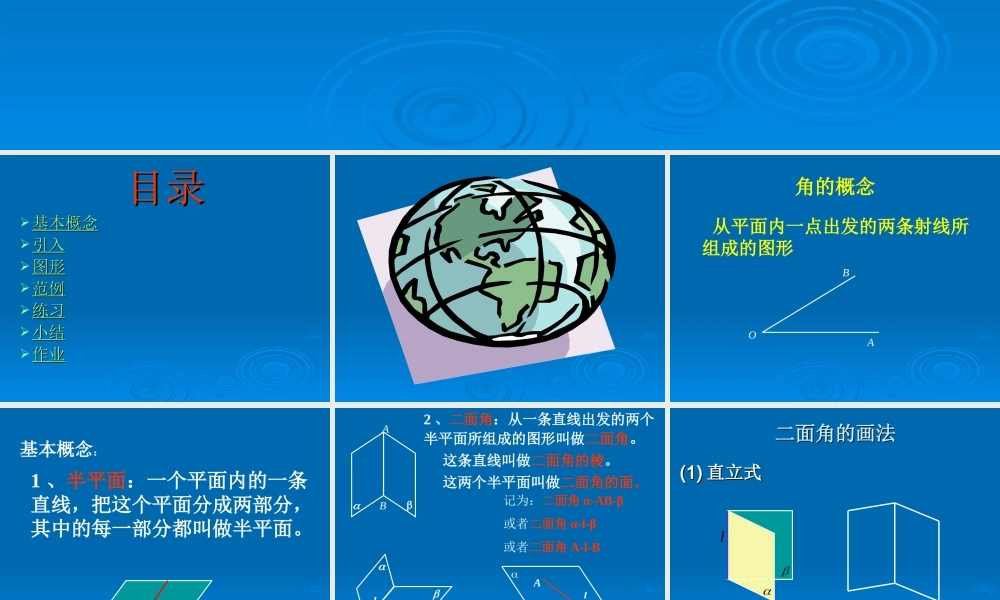 两个平面垂直的判定和性质 二面角 江苏省通州市高二数学立体几何课件集二 人教版 江苏省通州市高二数学立体几何课件集二 人教版