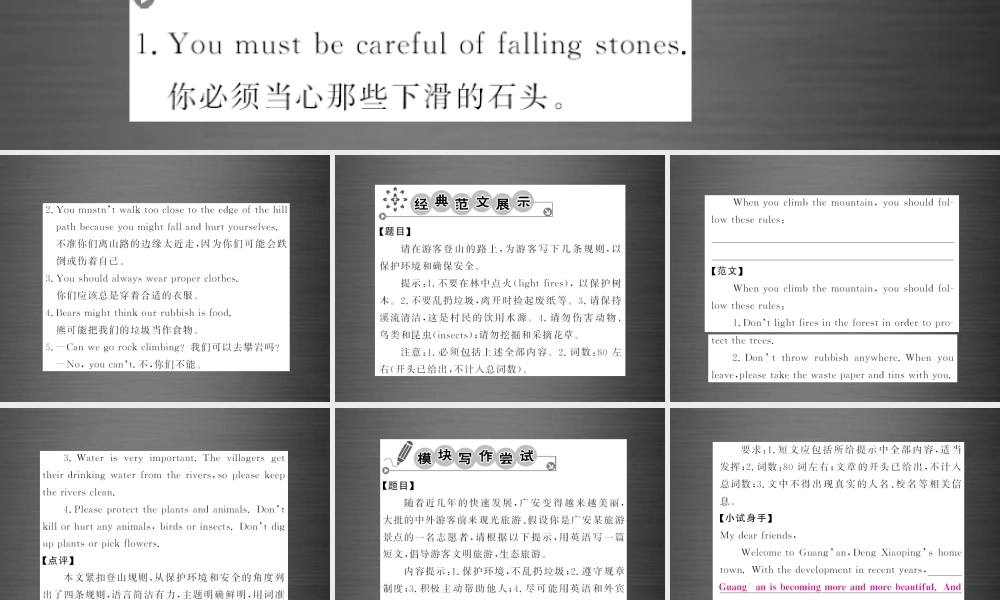 九年级英语下册 Module 4 Rules and suggestions主题写作课件 (新版)外研版 课件