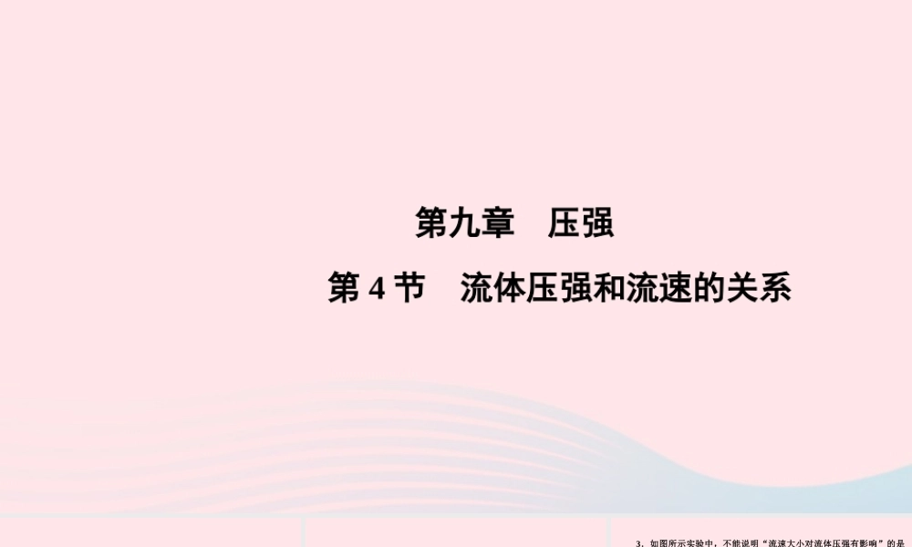 八年级物理下册 第9章 第4节 液体压强与流速的关系课件 (新版)新人教版 课件