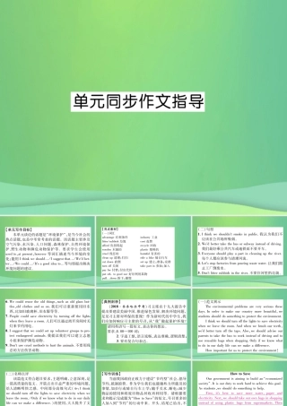 九年级英语全册 Unit 13 We re trying to save the earth同步作文指导课件 (新版)人教新目标版 课件