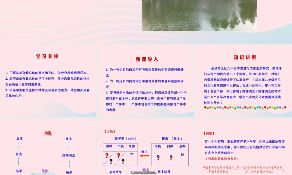 九年级数学下册 第30章样本与总体301抽样调查的意义 2 从部分看全体课件 华东师大版 课件