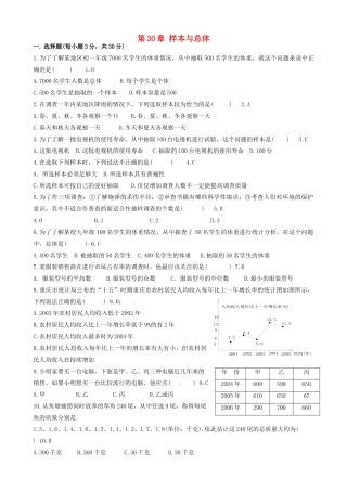 九年级数学下册 第30章 样本与总体单元综合测试 华东师大版 课件