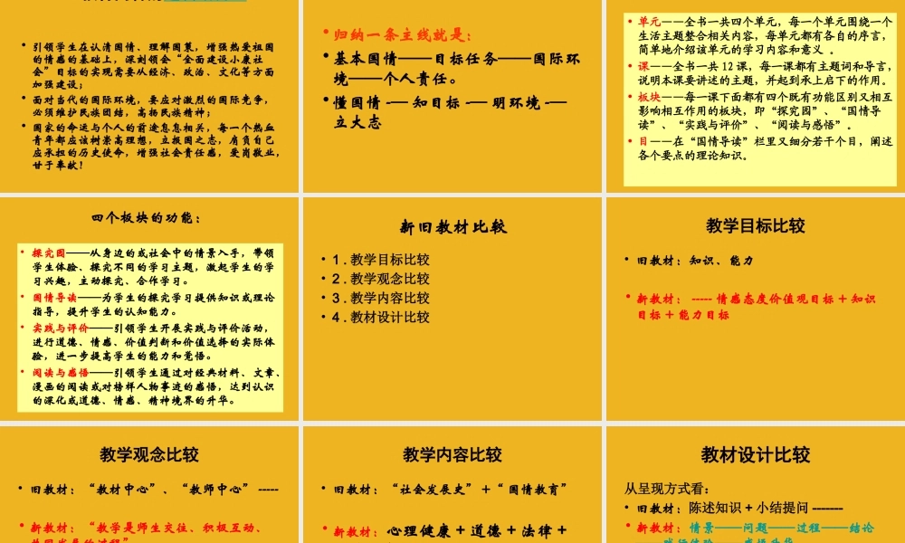 九年级政治 教材介绍及教学建议 课件 粤教版 课件