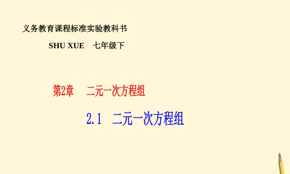 七年级数学下册 2.1(二元一次方程组)课件 湘教版  课件