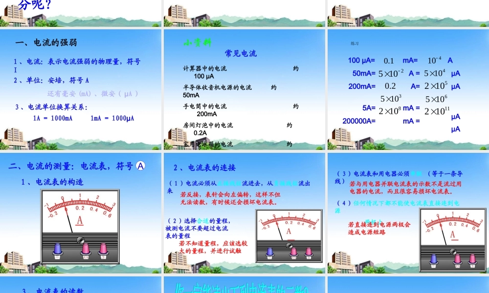 八年级物理上册 电流的强弱课件 人教新课标版 课件
