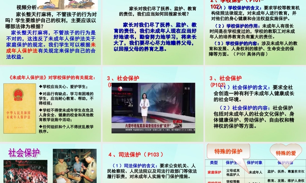 中学七年级政治下册 8.1 特殊保护特殊的爱课件 新人教版 课件