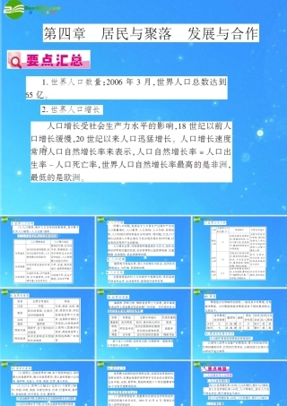中考地理(会考)一轮复习专题课件 第4章 居民与聚落 发展与合作 人教新课标版 课件